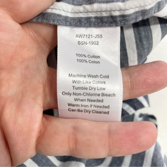 {ATM} Blue Striped Cotton Poplin Tent Mini Dress, Size XS - Picture 9 of 9